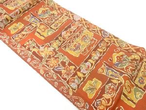 未使用品　花更紗模様織出し袋帯